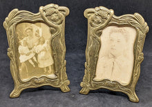 Load image into Gallery viewer, 2 x Early 1900's France Art Nouveau Brass Picture Frames - 3" x 2"