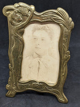 Load image into Gallery viewer, 2 x Early 1900's France Art Nouveau Brass Picture Frames - 3" x 2"