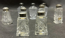 Load image into Gallery viewer, Sterling Silver and Cut Crystal lot of 9 pieces of Salt and Pepper shakers