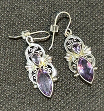 Load image into Gallery viewer, Amethyst Dangly Sterling Silver Earrings made in Nepal