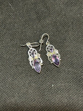 Load image into Gallery viewer, Amethyst Dangly Sterling Silver Earrings made in Nepal