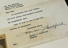 Load image into Gallery viewer, April 16th 1947 Autograph of Harlan J. Bushfield Senator of South Dakota, EX