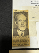 Load image into Gallery viewer, April 16th 1947 Autograph of Harlan J. Bushfield Senator of South Dakota, EX