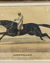 Load image into Gallery viewer, Framed Coloured Lithograph - "Longfellow" - 1870's Race Horse - King of the Turf