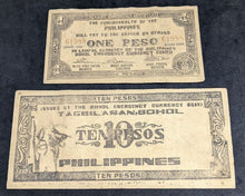 Load image into Gallery viewer, 2 x Philippine Guerrilla Notes - 1 & 10 Pesos
