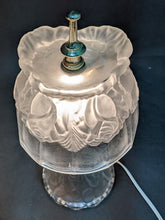 Load image into Gallery viewer, 2 Pressed Glass Floral Rose Pattern Table Lamps - Working