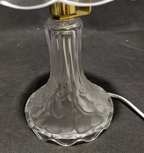 Load image into Gallery viewer, 2 Pressed Glass Floral Rose Pattern Table Lamps - Working