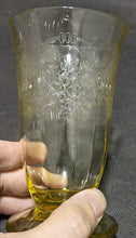 Load image into Gallery viewer, Vintage Yellow Depression Glass Grape & Vine Etched Water / Juice Glass