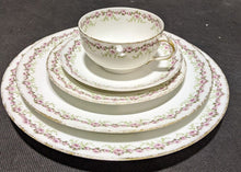 Load image into Gallery viewer, Vintage Limoges Haviland 5 Pc. Place Setting - Small Rose Border