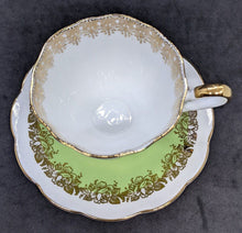 Load image into Gallery viewer, Elizabethan Fine Bone China Tea Cup & Saucer by Taylor & Kent - Green & Gold