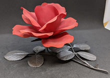 Load image into Gallery viewer, Bone China & Bronzed Metal Ornamental Red Rose by Royal Worcester