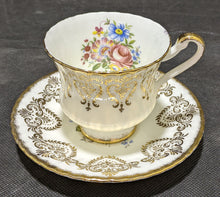 Load image into Gallery viewer, Paragon Tea Cup & Saucer White, Floral & Gold