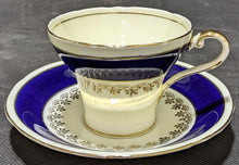 Load image into Gallery viewer, Aynsley Bone china Tea Cup and Saucer Cobalt Blue, Cream & Gold