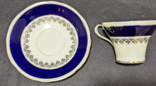 Load image into Gallery viewer, Aynsley Bone china Tea Cup and Saucer Cobalt Blue, Cream & Gold