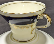 Load image into Gallery viewer, Aynsley Bone china Tea Cup and Saucer Cobalt Blue, Cream & Gold