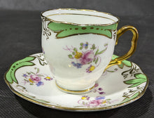 Load image into Gallery viewer, Birks Ellis Ryrie Toronto Demitasse Cup & Saucer - Green & Flowers
