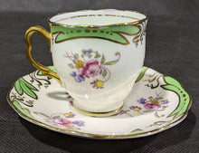 Load image into Gallery viewer, Birks Ellis Ryrie Toronto Demitasse Cup & Saucer - Green & Flowers