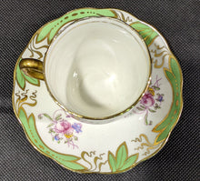 Load image into Gallery viewer, Birks Ellis Ryrie Toronto Demitasse Cup & Saucer - Green & Flowers