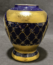 Load image into Gallery viewer, Limoges Porcelain Lidded Urn Cobalt & Gold, Romance Scene