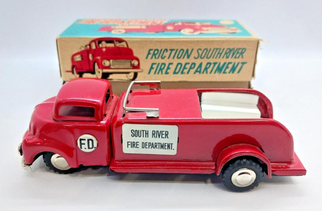 1950's Japan Friction Fire Truck, South River Fire Department - Mint in box