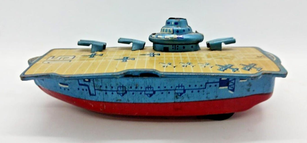 Vintage Tin Friction Antietam Aircraft Carrier (Japan)