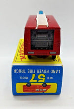Load image into Gallery viewer, Matchbox Series No. 57 (New Model) Land Rover Fire Truck (1960 Lesney Product)
