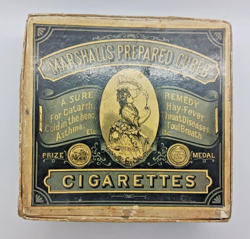 1900's Marshall's Prepared Cubeb Medical Cigarettes Box