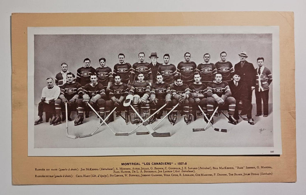 1937-38 Crown Brand Montreal Canadiens Premium Hockey Team Photo - Not Trimmed