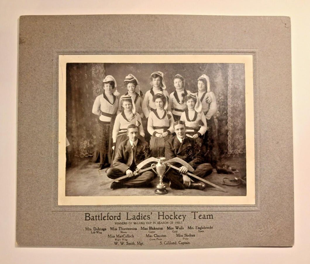 1906-07 Battleford Ladies' Hockey Team Photo Winners of McLurg Cup