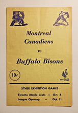 Load image into Gallery viewer, 1959-60 AHL season Montreal Canadiens vs Buffalo Bisons Scorecard
