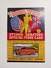 Load image into Gallery viewer, 1947 Canadian American Baseball League Ottawa Senators Official Score Card Scored
