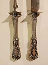 Load image into Gallery viewer, Sterling Silver Handle Stainless steel Carving 11&quot; Fork and 12&quot; Knife blade Pair
