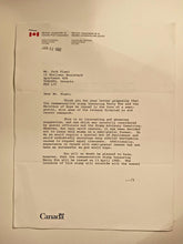 Load image into Gallery viewer, 1982 Minister in Pierre Trudeau Cabinet, Andre Ouellet Signed Autograph Letter
