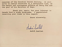 Load image into Gallery viewer, 1982 Minister in Pierre Trudeau Cabinet, Andre Ouellet Signed Autograph Letter
