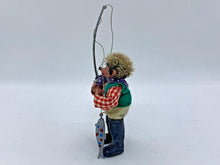 Load image into Gallery viewer, Vintage Steiff Peter Hedgehog Fisherman w/ Rod &amp; Fish 3.5in Figurine RARE

