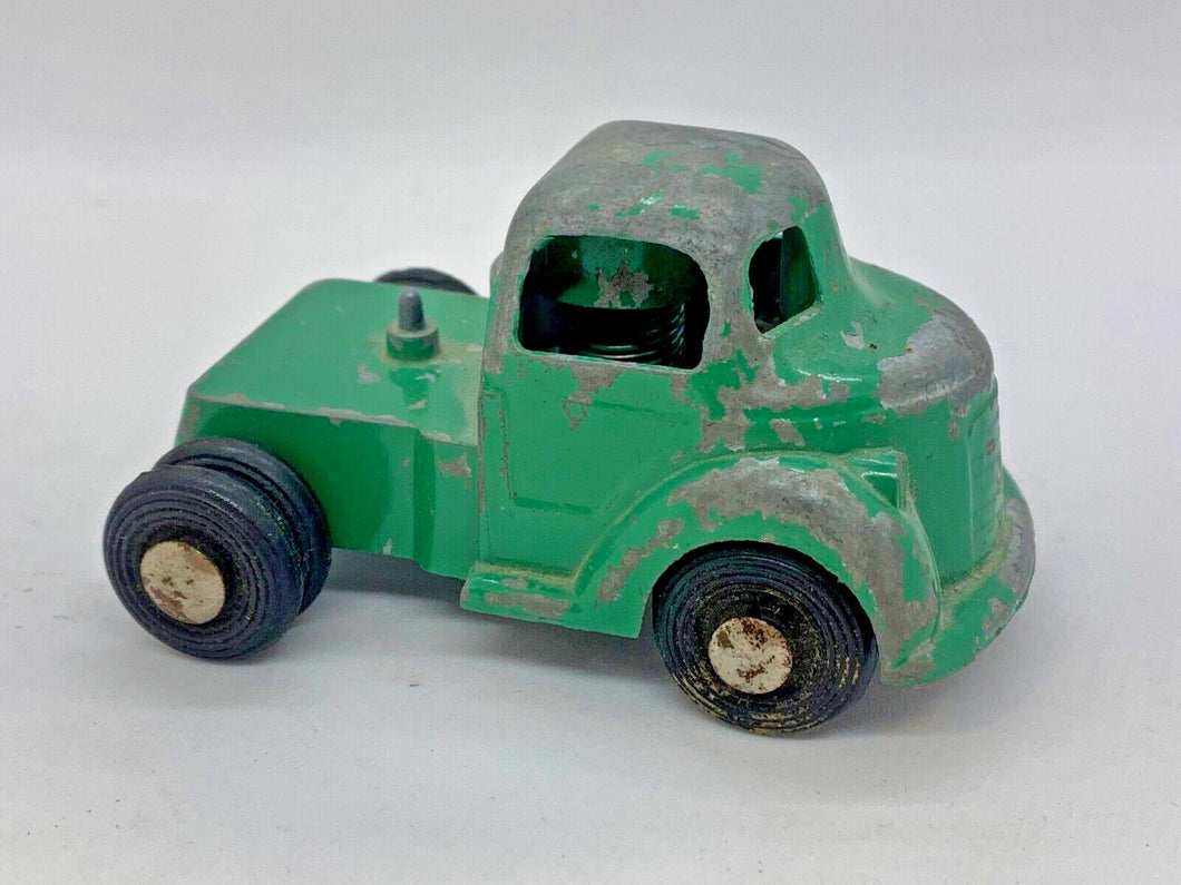 Rare Vintage Green Wind Up Friction Truck Rig Trailer Toy