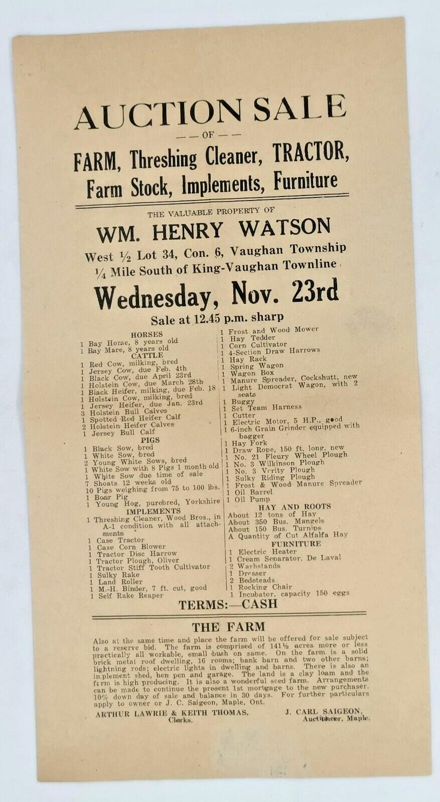 Vaughan Township Auction Sale Flyer