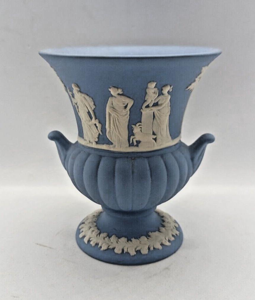 Vintage Wedgwood Blue Jasperware Athena GREEK GODDESS Urn Vase Miniature