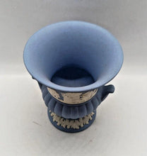 Load image into Gallery viewer, Vintage Wedgwood Blue Jasperware Athena GREEK GODDESS Urn Vase Miniature
