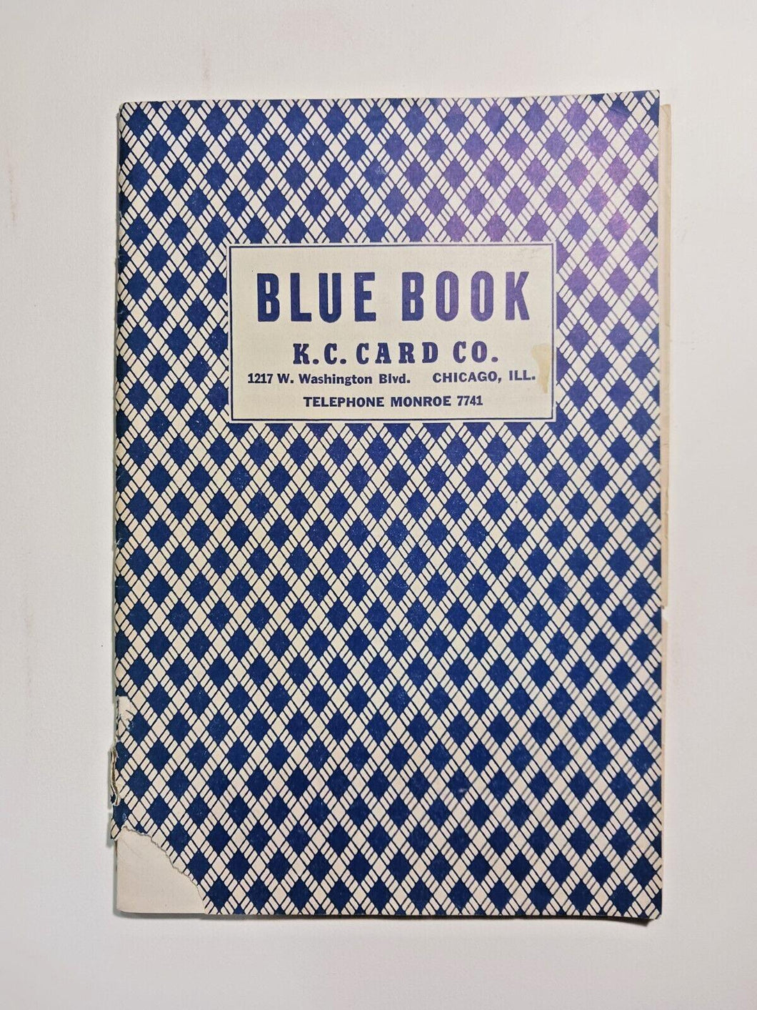 1942 Blue Book K.C. Card Co. Gambling Supplies Catalogue w/ inserts