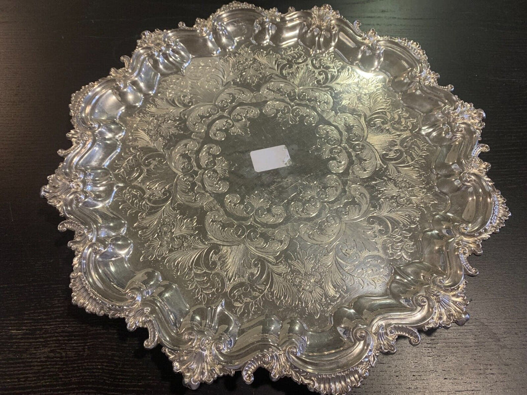 Antique Silver Plate Serving Tray, Marked: Made in England (EPNS)