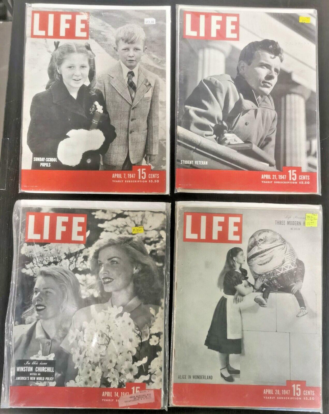 Life Magazines Lot Issued 1947 April 7, April 14, April 21, April 28