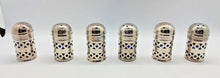 Load image into Gallery viewer, Birks E.P.N.S. Silver Plated Salt &amp; Pepper Shakers Cobalt Blue Glass Insert x6
