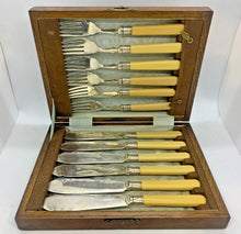 Load image into Gallery viewer, Silver Plate - Art Deco Cutlery Set w/ Yellow Plastic Handles *Stamped EPNS*
