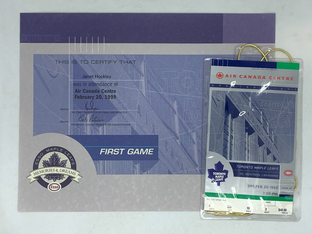 Toronto Maple Leafs - February 20, 1999 Certificate & Ticket Lanyard ACC Game #1