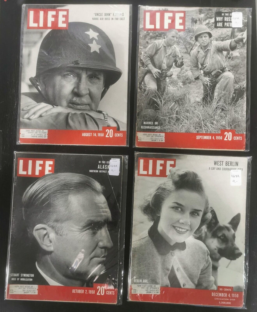 Life Magazines Lot Issued 1950 Aug 14, Sept 4, Oct 2, Dec 4, Dec 18