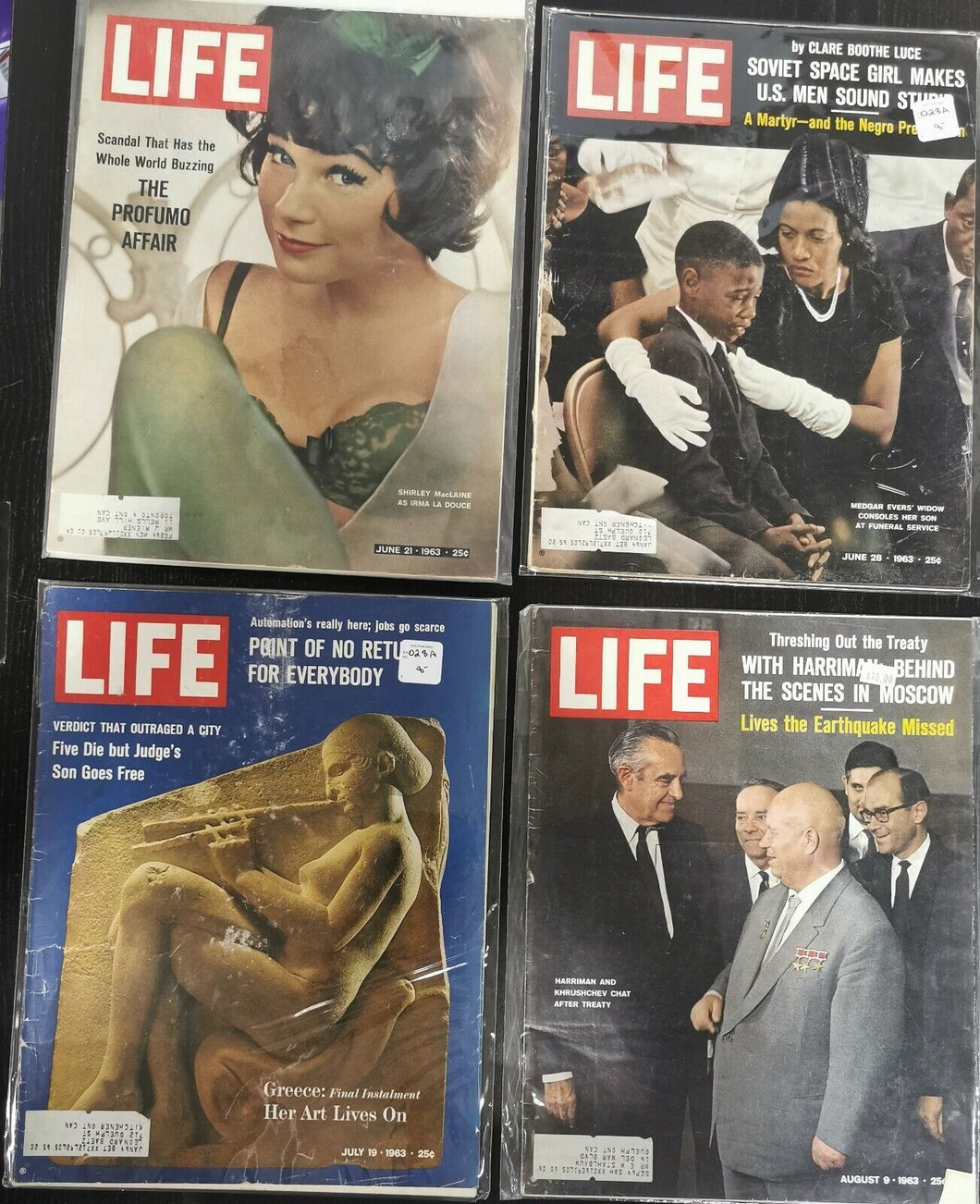 Life Magazines Lot Issued 1963 June 21, June 28, July 19, Aug 9