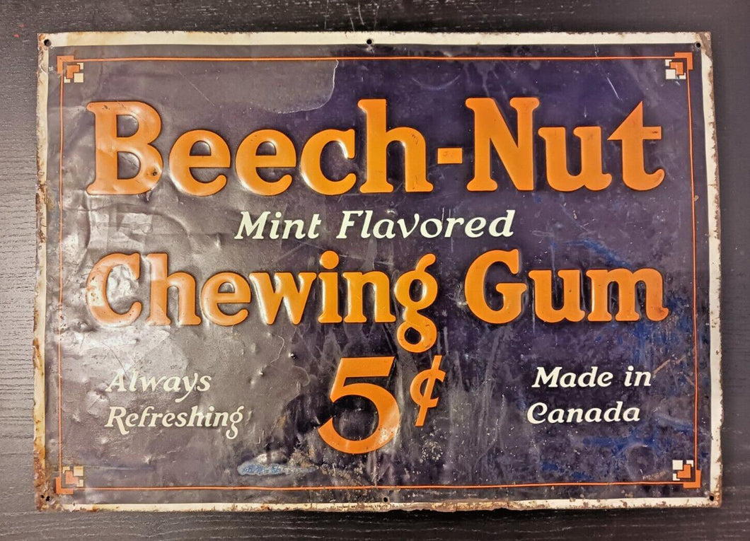 1930s Beech-Nut Chewing Gum Tin Litho Metal Sign 20