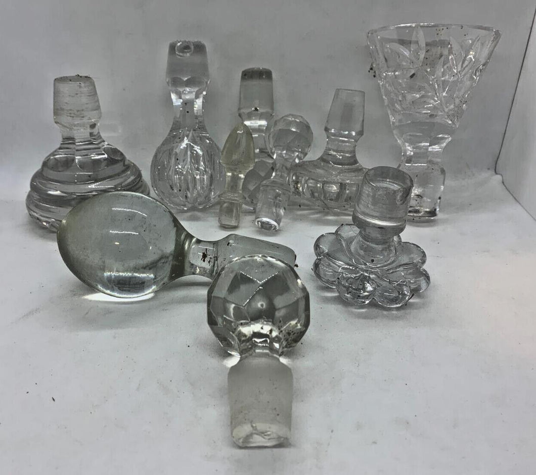 Vintage Glass Bottle Stoppers x 10 Lot 03