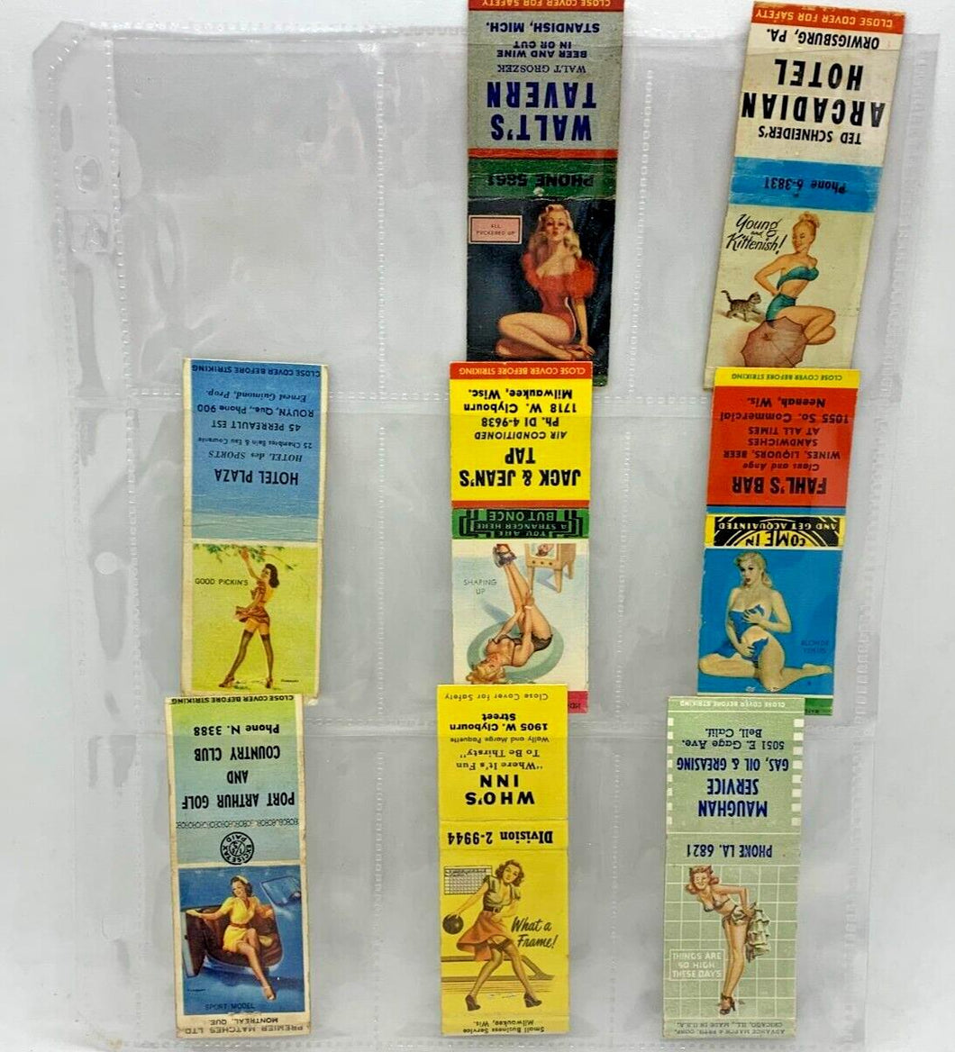 Sheet of Vintage - Canadian Matchbook Matchcovers *NO MATCHES* Lot of 8